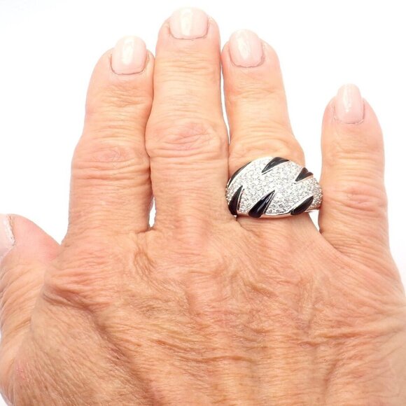 Authentic Cartier Panther Panthere Claw 18k White Gold Diamond Onyx Ring Size 53 - Picture 5 of 9